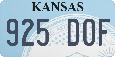 KS license plate 925DOF