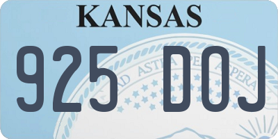 KS license plate 925DOJ
