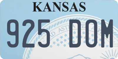 KS license plate 925DOM
