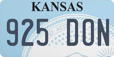 KS license plate 925DON