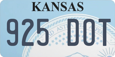 KS license plate 925DOT