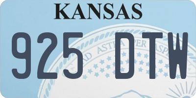 KS license plate 925DTW