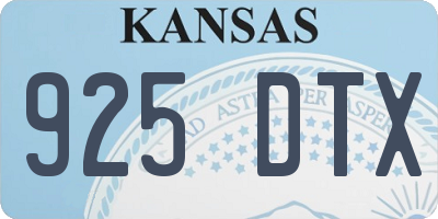 KS license plate 925DTX