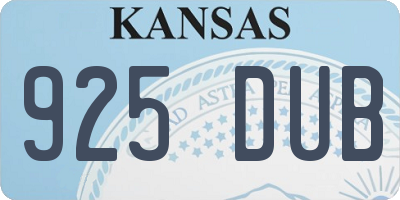 KS license plate 925DUB