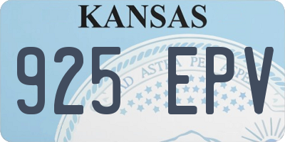 KS license plate 925EPV