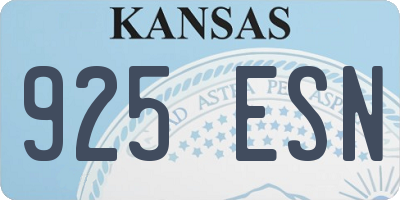 KS license plate 925ESN