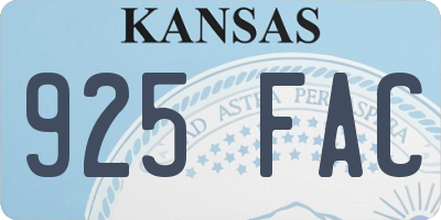 KS license plate 925FAC
