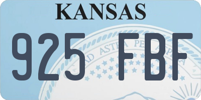 KS license plate 925FBF