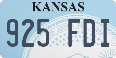 KS license plate 925FDI