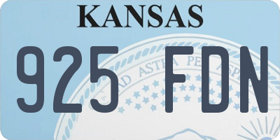KS license plate 925FDN
