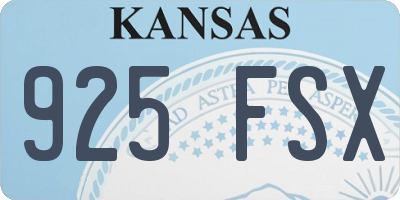 KS license plate 925FSX