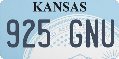 KS license plate 925GNU
