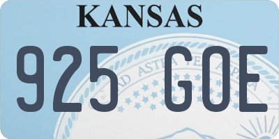 KS license plate 925GOE
