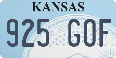 KS license plate 925GOF