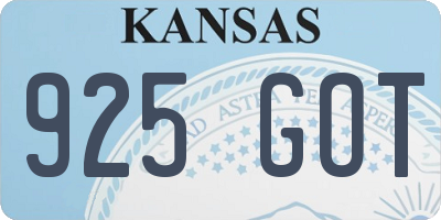 KS license plate 925GOT