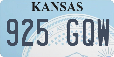 KS license plate 925GQW