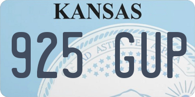 KS license plate 925GUP