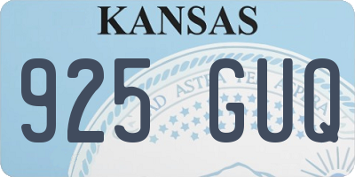 KS license plate 925GUQ
