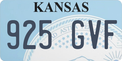 KS license plate 925GVF