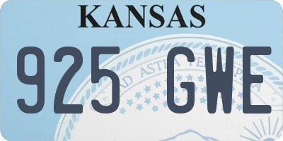 KS license plate 925GWE