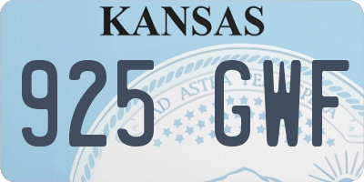KS license plate 925GWF