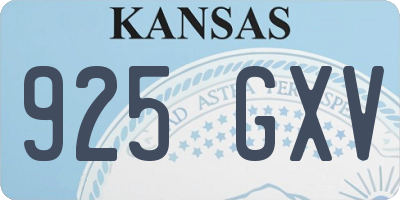 KS license plate 925GXV