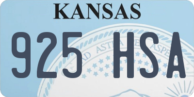 KS license plate 925HSA