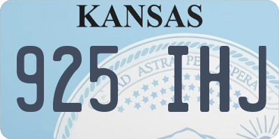 KS license plate 925IHJ