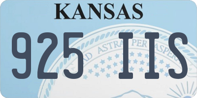 KS license plate 925IIS