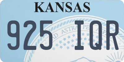 KS license plate 925IQR