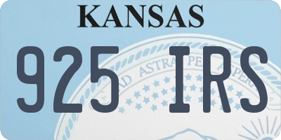 KS license plate 925IRS