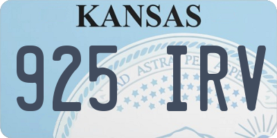 KS license plate 925IRV