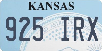 KS license plate 925IRX