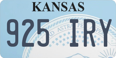 KS license plate 925IRY