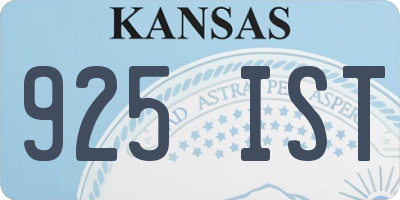 KS license plate 925IST