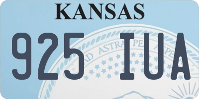 KS license plate 925IUA