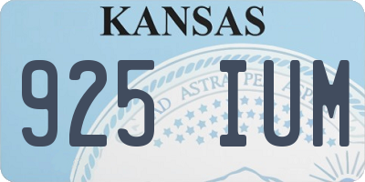 KS license plate 925IUM