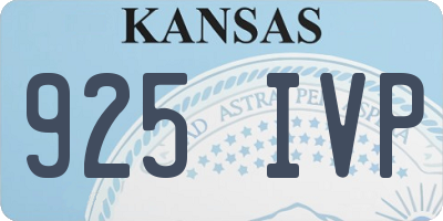 KS license plate 925IVP