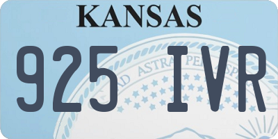 KS license plate 925IVR