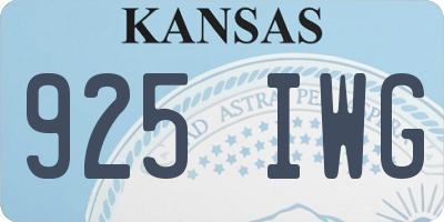 KS license plate 925IWG