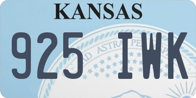 KS license plate 925IWK