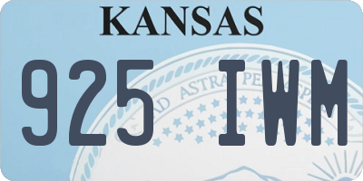 KS license plate 925IWM