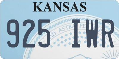 KS license plate 925IWR