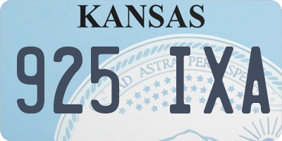 KS license plate 925IXA