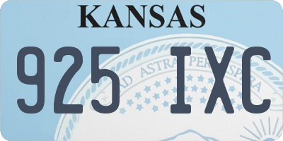 KS license plate 925IXC