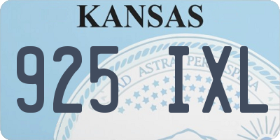 KS license plate 925IXL