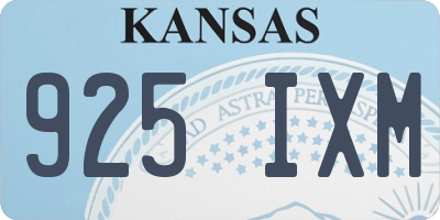 KS license plate 925IXM