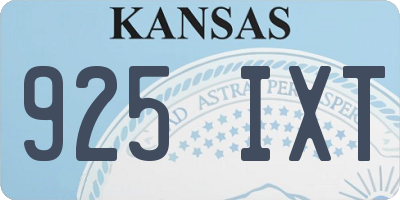 KS license plate 925IXT