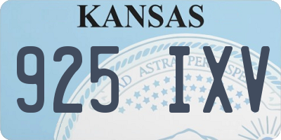 KS license plate 925IXV