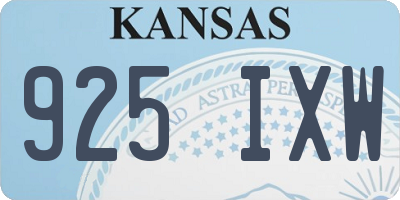 KS license plate 925IXW